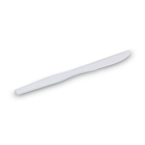 Plastic Cutlery, Heavyweight Knives, White, 1,000/carton