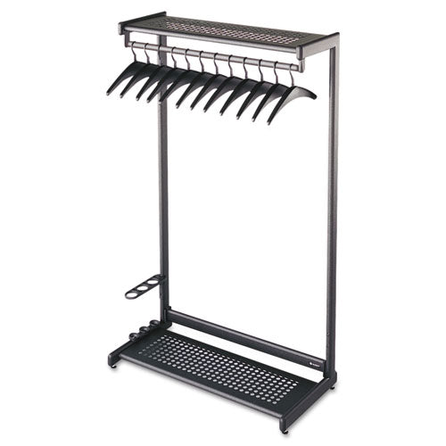 Single-sided Rack With Two Shelves, 12 Hangers, Steel, 48w X 18.5d X 61.5h, Black
