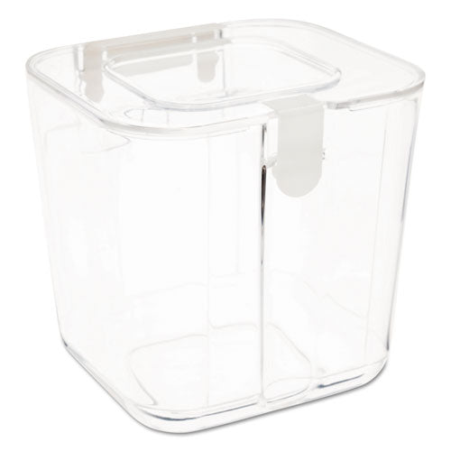 Stackable Caddy Organizer With S, M And L Containers, Plastic, 10.5 X 14 X 6.5, White Caddy/clear Containers