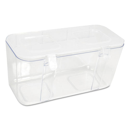 Stackable Caddy Organizer With S, M And L Containers, Plastic, 10.5 X 14 X 6.5, White Caddy/clear Containers