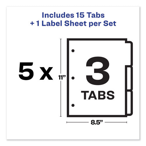 Print And Apply Index Maker Clear Label Dividers, 3-tab, White Tabs, 11 X 8.5, White, 5 Sets