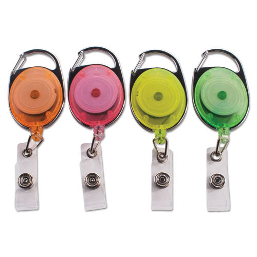 Carabiner-style Retractable Id Card Reel, 30" Extension, Smoke, 6/pack