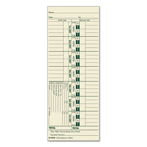 Time Clock Cards, Replacement For K14-15, Two Sides, 3.38 X 8.25, 500/box