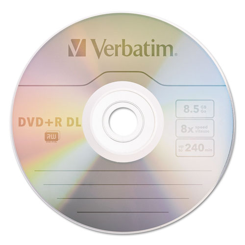 Dvd+r Dual Layer Recordable Disc, 8.5 Gb, 8x, Spindle, Silver, 30/pack