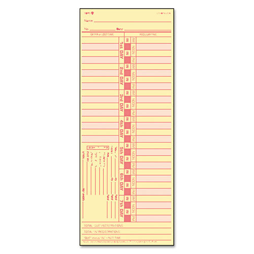 Time Clock Cards, Replacement For M-33, One Side, 3.5 X 9, 500/box