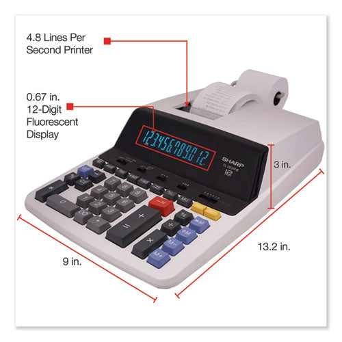 El2630piii Two-color Printing Calculator, Black/red Print, 4.8 Lines/sec