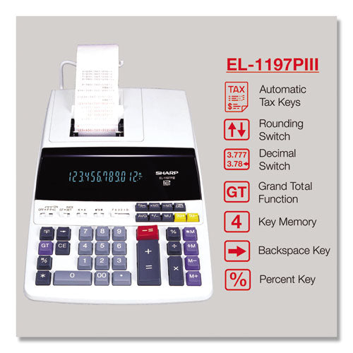 El1197piii Two-color Printing Desktop Calculator, Black/red Print, 4.5 Lines/sec