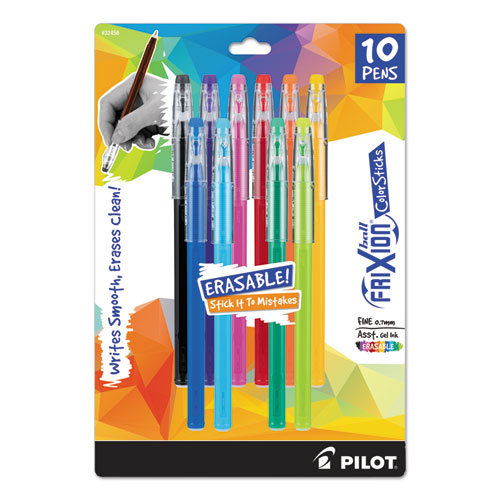 Frixion Colorsticks Erasable Gel Pen, Clipless Stick, Fine 0.7 Mm, Blue Ink, Blue Barrel, Dozen