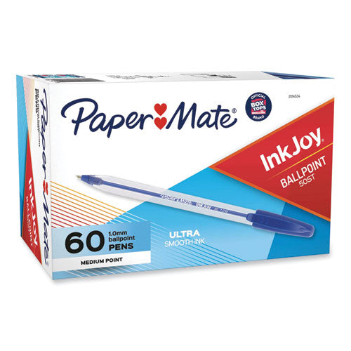 Inkjoy 50st Ballpoint Pen, Stick, Medium 1 Mm, Blue Ink, White/blue Barrel, 60/pack