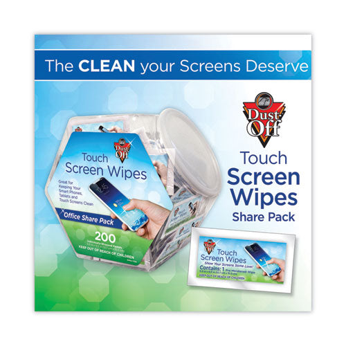 Touch Screen Wipes, 5 X 6, Citrus, 200 Individual Foil Packets In An Easy Grab Jar