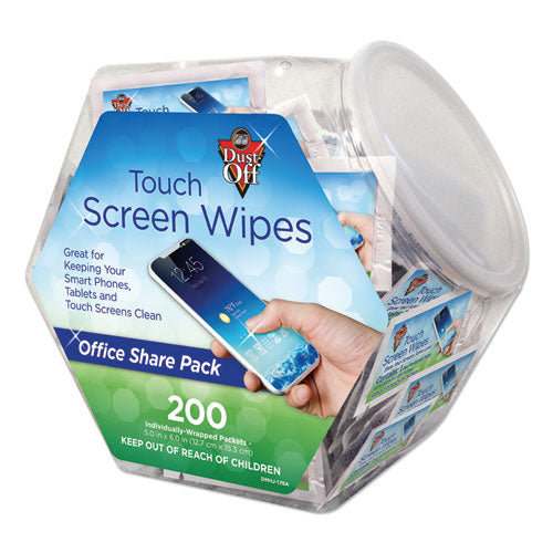 Touch Screen Wipes, 5 X 6, Citrus, 200 Individual Foil Packets In An Easy Grab Jar