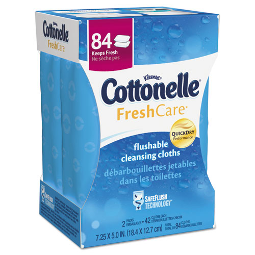 Fresh Care Flushable Cleansing Cloths, 1-ply, 3.75 X 5.5, White, 42/pack