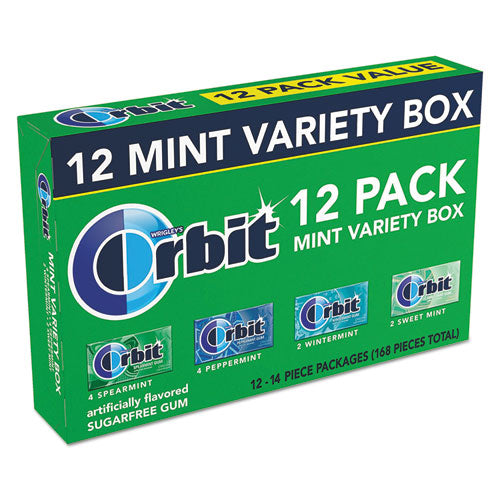 Sugar-free Chewing Gum Variety Box, Four Mint Flavors, 14 Pieces/pack, 18 Packs/box, Ships In 1-3 Business Days