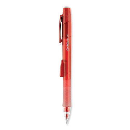 Chroma Mechanical Pencil, 0.7 Mm, Hb (#2), Black Lead, Red Barrel, Dozen