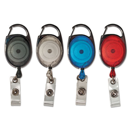 Carabiner-style Retractable Id Card Reel, 30" Extension, Smoke, 12/pack