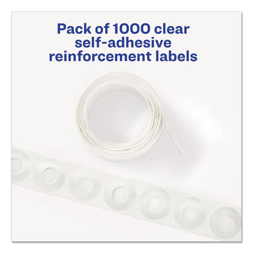 Dispenser Pack Hole Reinforcements, 0.25" Dia, Clear, 1,000/pack, (5722)