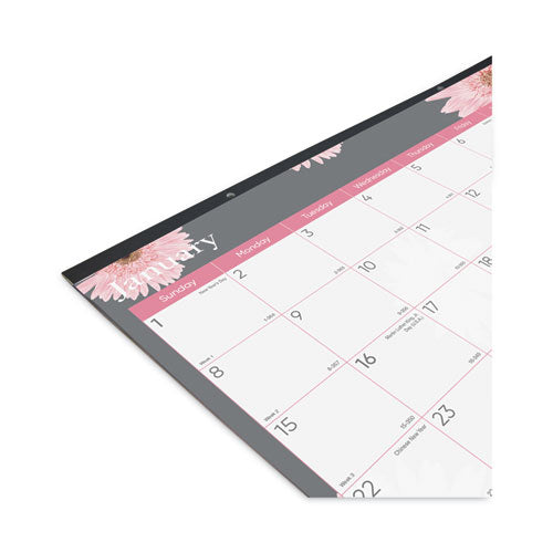 Monthly Desk Pad Calendar, 22 X 17, Pink/white Sheets, Clear Binding, Clear Corners, 12-month (jan To Dec): 2023