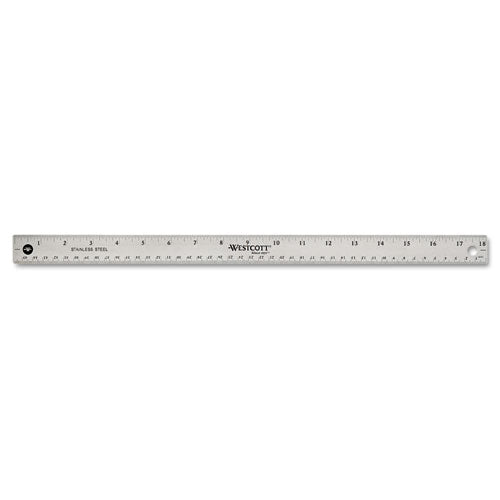 Stainless Steel Office Ruler With Non Slip Cork Base, Standard/metric, 18" Long