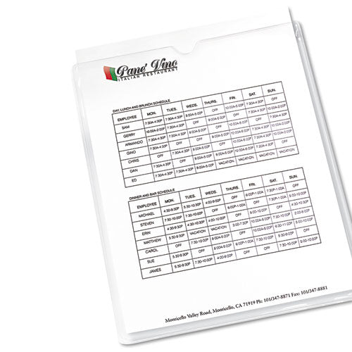 Top-load Clear Vinyl Envelopes W/thumb Notch, 9” X 12”, Clear, 10/pack