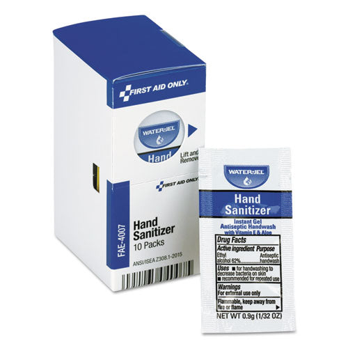 Gel Hand Sanitizer Packets For Unitized And First Aid Stations, 0.9 G, Clean Scent, 10/box