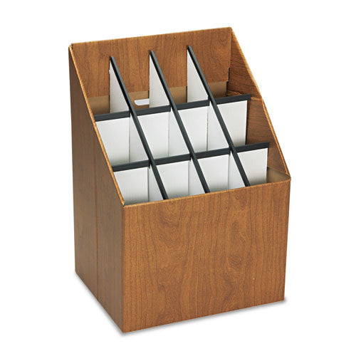 Corrugated Roll Files, 12 Compartments, 15w X 12d X 22h, Woodgrain