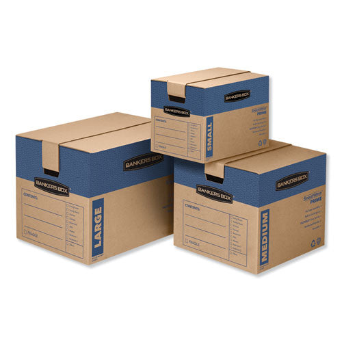 Smoothmove Prime Moving/storage Boxes, Lift-off Lid, Half Slotted Container, Small, 12" X 24" X 10", Brown/blue, 8/carton