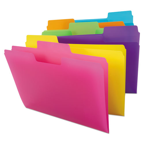 Supertab Top Tab File Folders, 1/3-cut Tabs: Assorted, Letter Size, 0.75" Expansion, Polypropylene, 18/pack