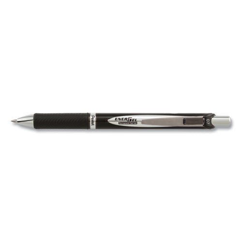 Energel Pro Gel Pen, Retractable, Medium 0.7 Mm, Blue Ink, Black Barrel, 3/pack