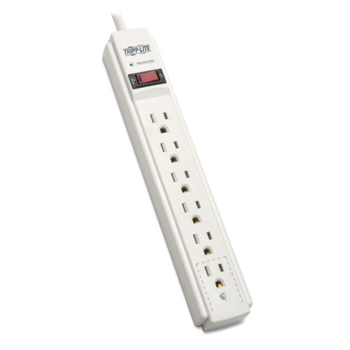 Protect It! Surge Protector, 6 Ac Outlets, 4 Ft Cord, 790 J, Light Gray