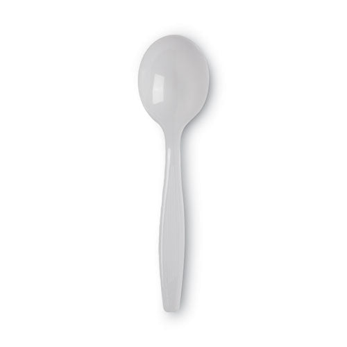 Plastic Cutlery, Heavyweight Soup Spoons, White, 100/box