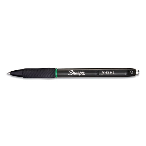 S-gel High-performance Gel Pen, Retractable, Medium 0.7 Mm, Green Ink, Black Barrel, Dozen
