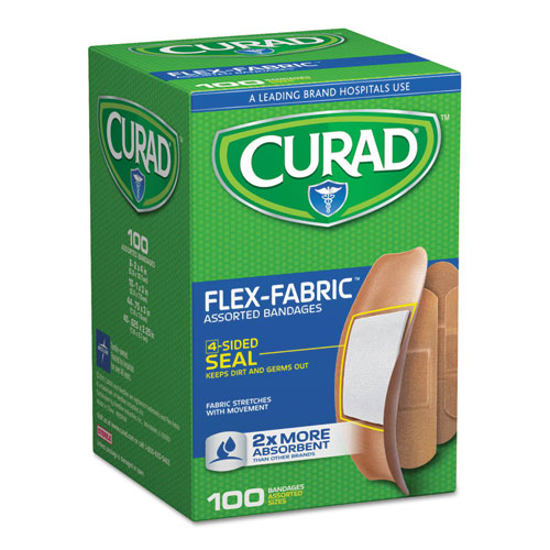 Flex Fabric Bandages, Assorted Sizes, 100/box