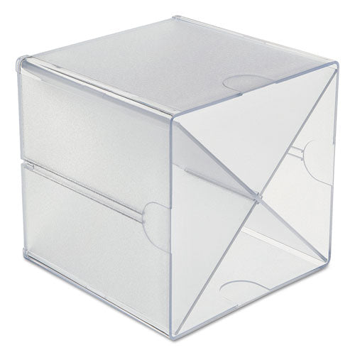 Stackable Cube Organizer, X Divider, 4 Compartments, Plastic, 6 X 7.2 X 6, Clear