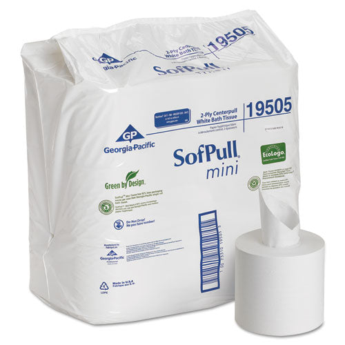 Sofpull Mini Centerpull Bath Tissue, Septic Safe, 2-ply, White, 500 Sheets/roll, 16 Rolls/carton