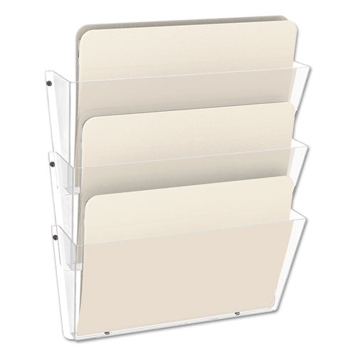 Unbreakable Docupocket Wall File, 3 Sections, Letter Size, 14.5" X 3" X 6.5", Clear, 3/pack