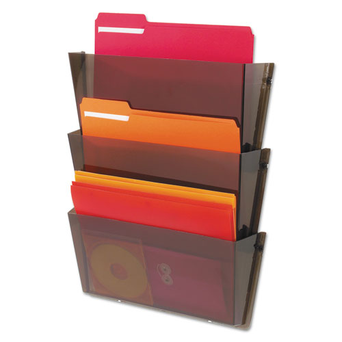 Unbreakable Docupocket Wall File, 3 Sections, Letter Size, 14.5" X 3" X 6.5", Clear, 3/pack