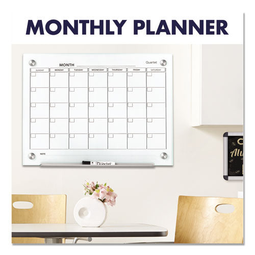 Infinity Magnetic Glass Calendar Board, One Month, 24 X 18, White Surface