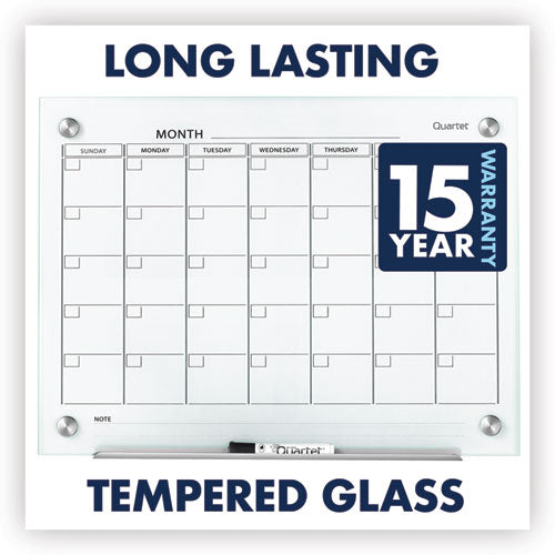 Infinity Magnetic Glass Calendar Board, One Month, 24 X 18, White Surface