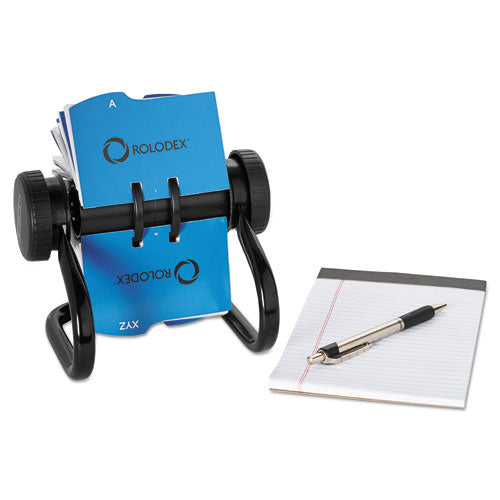 Rolodex™ Open Rotary Business Card File With 24 Guides, Holds 400 2.63 X 4 Cards, 6.5 X 5.61 X 5.08, Metal, Black