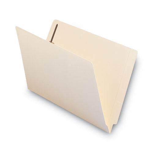 End Tab Fastener Folders With Reinforced Straight Tabs, 11-pt Manila, 2 Fasteners, Legal Size, Manila Exterior, 50/box