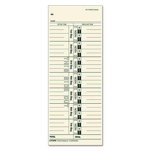 Time Clock Cards, Replacement For 1900l, One Side, 3.5 X 9, 500/box