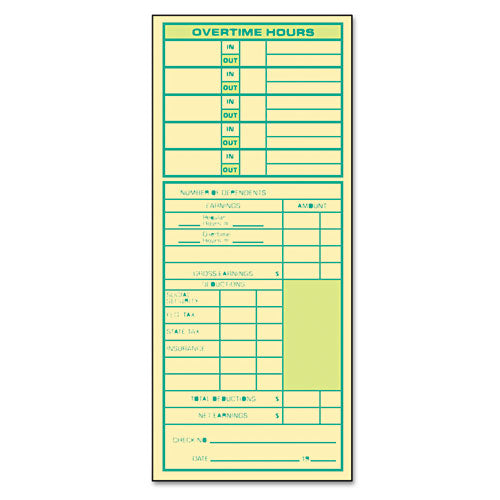 Time Clock Cards, Replacement For 1900l, One Side, 3.5 X 9, 500/box