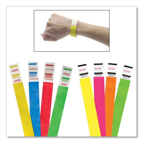 Crowd Management Wristbands, Sequentially Numbered, 9.75" X 0.75", Neon Green, 500/pack