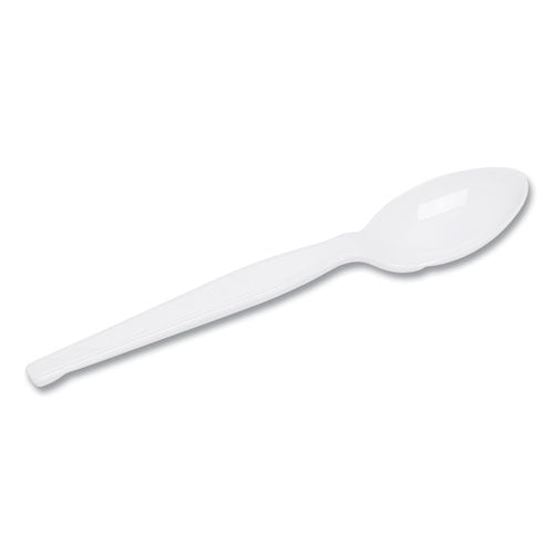 Plastic Cutlery, Heavyweight Teaspoons, White, 1,000/carton