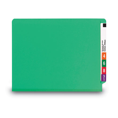 Colored End Tab Classification Folders With Dividers, 2" Expansion, 2 Dividers, 6 Fasteners, Letter Size, Green, 10/box