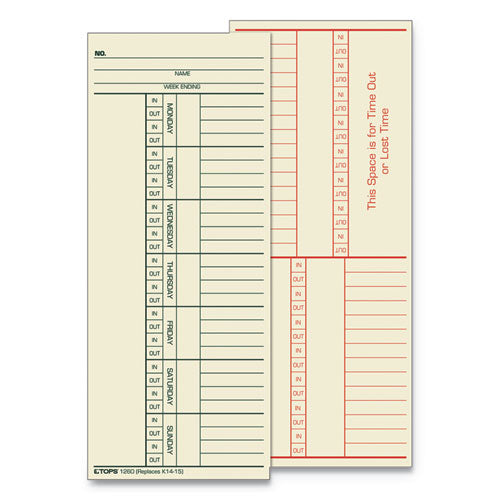 Time Clock Cards, Replacement For Ch-107-2, Two Sides, 3.5 X 9, 500/box