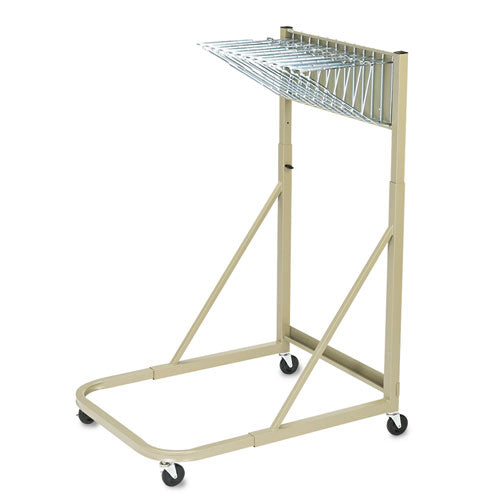 Steel Sheet File Mobile Rack, 12 Pivot Brackets, 27w X 37.5d X 61.5h, Sand