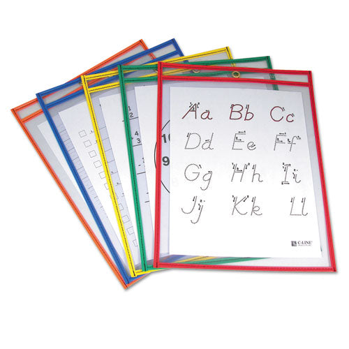 Reusable Dry Erase Pockets, Easy Load, 9 X 12, Assorted Primary Colors, 25/pack