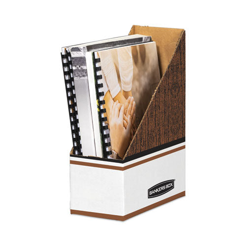 Corrugated Cardboard Magazine File, 4 X 11 X 12.25, Wood Grain, 12/carton