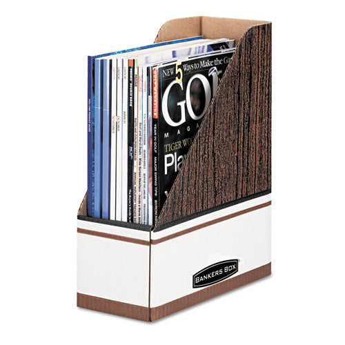 Corrugated Cardboard Magazine File, 4 X 11 X 12.25, Wood Grain, 12/carton